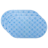 Kuber Industries Bath Mat | PVC Bathroom Mat | Shower Bath Mat | Floor Tub Mat | Bathroom Oval Mud Mat | Anti-Skid Shower Bathroom Mat | Q-01A |Pack of 3| Blue